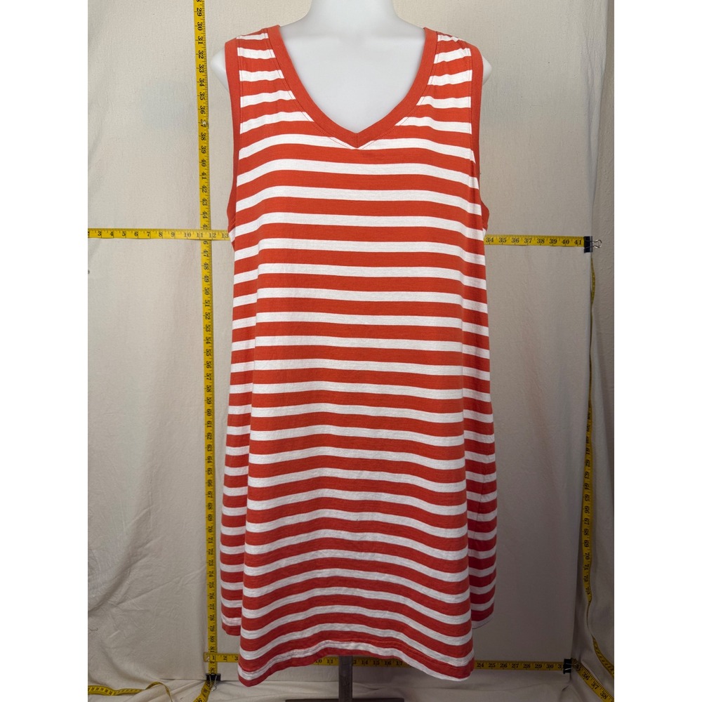 Pact Tank Dress Large Orange Striped Organic Cotton Preppy Relaxed Resort Wear